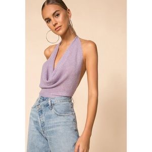 Superdown Lavender Cowl Neck Top